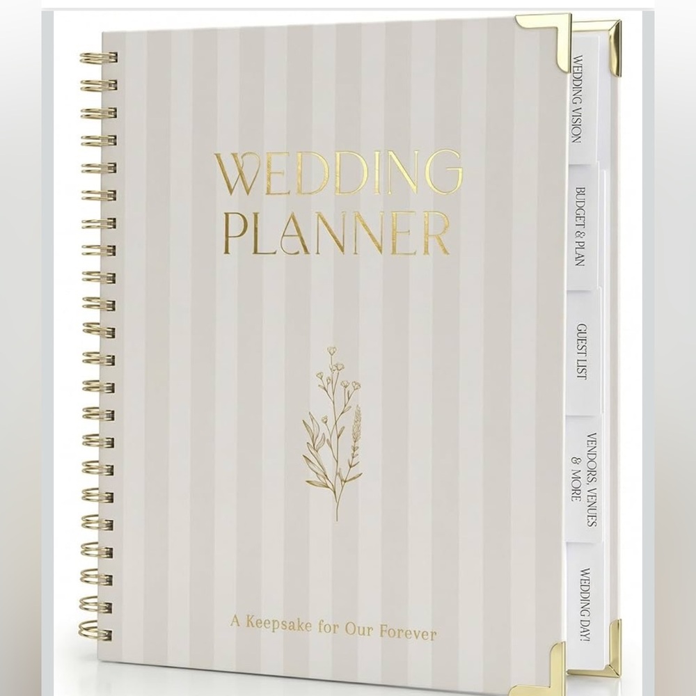 Wedding Planner Notebook - Cream & Gold Spiral Organizer